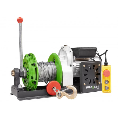 Лебедка электрическая монтажная Euro-Lift KCD-M 400 кг, 30 м, 220 В с рычагом