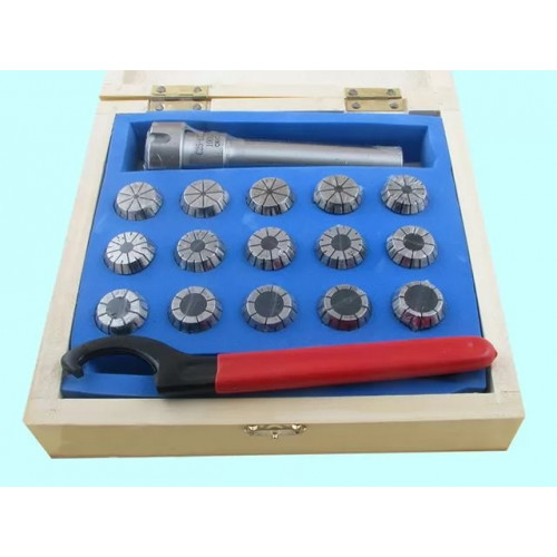 Патрон цанговый CNIC 100L-ER25-15PCS с хвостовиком цилиндрическим С25 с набором цанг ER25 из 15шт d2-16мм
