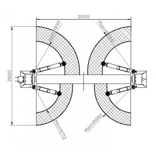 Подъемник двухстоечный электрогидравлический KraftWell KRW3DLM (г/п 3200 кг)