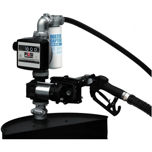 Насос для перекачки бензина PIUSI Drum EX50 12V K33 ATEX (50 л/мин, механический пистолет, механический счетчик, кабель питания)