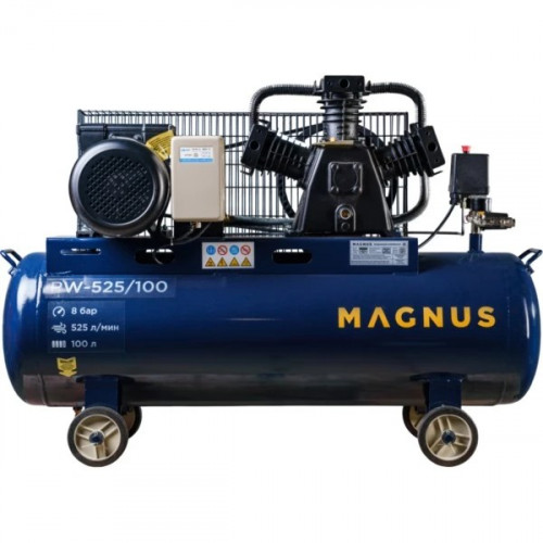 Компрессор воздушный Magnus KW-525/100 новый фильтр (8 атм, 3 кВт, 380В, Ф65)