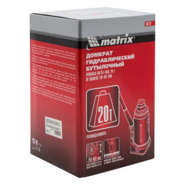 Домкрат гидравлический бутылочный Matrix 20 т, 242-452 мм