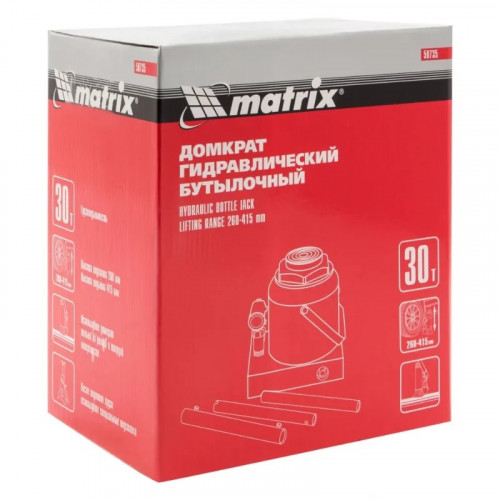 Домкрат гидравлический бутылочный Matrix 30 т, ход 155 мм