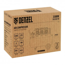 Компрессор безмасляный, малошумный Denzel DLS 3300/100