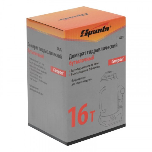 Домкрат гидравлический бутылочный Sparta Compact 16 т, 205-400 мм