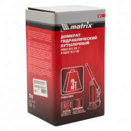 Домкрат гидравлический бутылочный Matrix 3 т, 194-372 мм