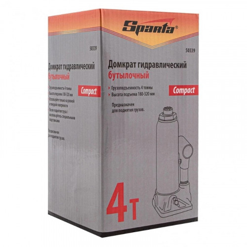 Домкрат гидравлический бутылочный Sparta Compact 4 т, 180-320 мм