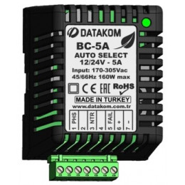 Зарядное устройство Datakom BC-5A (12В/24В, 5А, 220-240В, на дин-рейку)