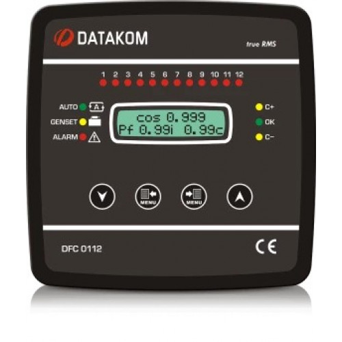 Контроллер коэффициента реактивной мощности Datakom DFC-0112 (12 ступеней, RS-485, SVC, Модем, 144х144 мм)